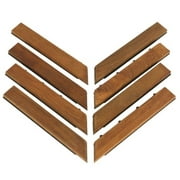 Bare Decor EZ-Floor Corner Trim Piece Interlocking Flooring in Solid Teak Wood (Set of 8), Oiled Finish