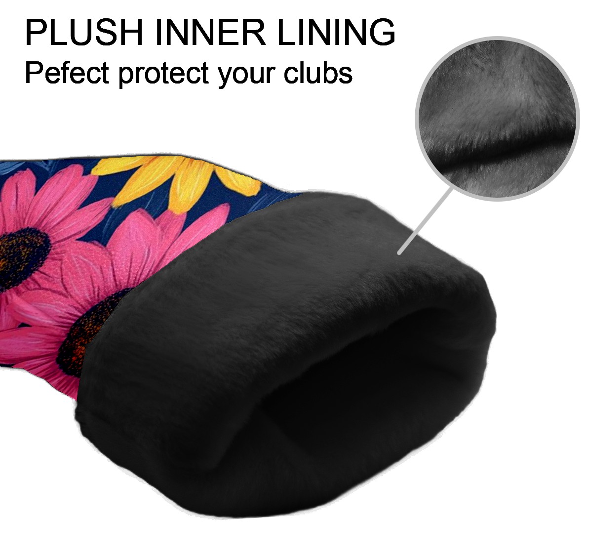 Golf Head Covers Sunflower Pattern for Driver, Wood & Hybrid, Premium Waterproof PU Leather with Plush Lining, Cheerful Floral Golf Gifts