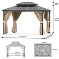 thumbnail image 7 of Outdoor Patio Gazebo Canopy Tent - 13x10ft, Aluminum Alloy + Pc Solar Panel, Double Roof, Suitable for Lawn, Garden, Backyard, and Deck, Khaki Top, 7 of 7