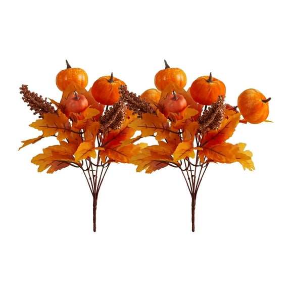 2 Pack Fall Artificial Berry Picks Fall Picks with Pumpkin Maple Leaves Branches Decorations Harvest Thanksgiving Wreaths Indoor Outdoor Home Decor