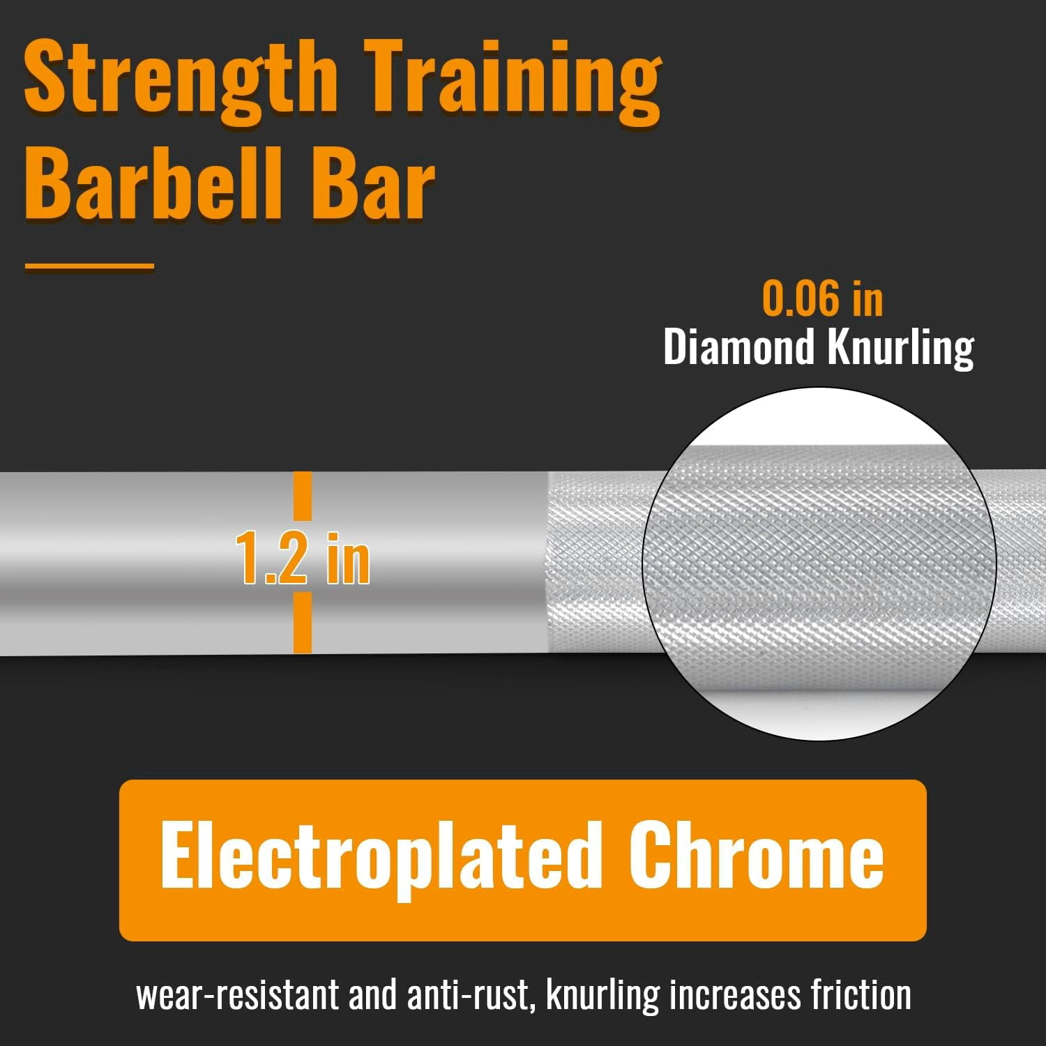 Dkelincs 7ft Olympic Barbell Bar Solid Chrome Weightlifting Barbell with 2 Spring Collars, 700 lbs Capacity