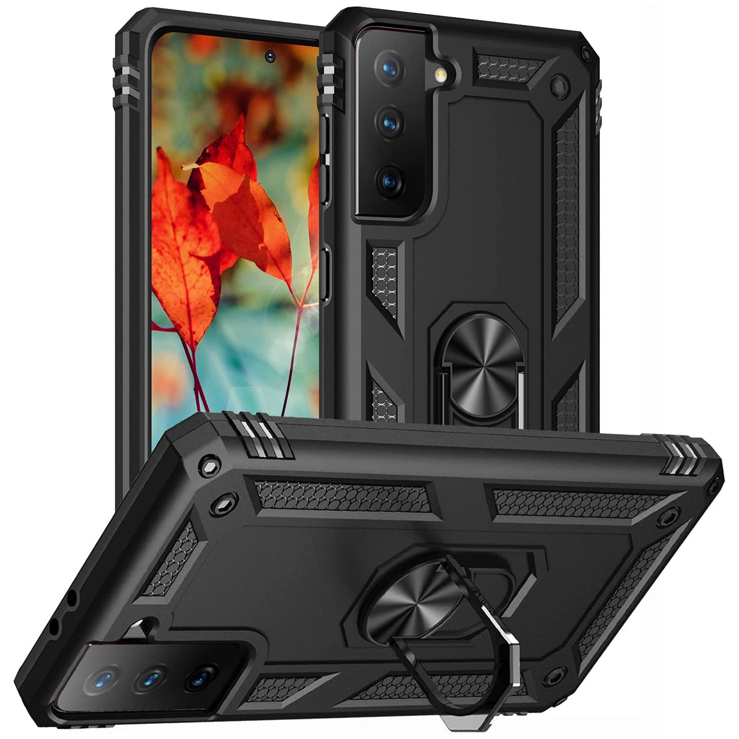 Military Grade Finger Loop Case with Ring Holder for Samsung Galaxy S21