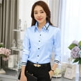 thumbnail image 1 of señoras tops escuela blusa moda manga larga cuello turn-down formal elegante blusapangjing, 1 of 4