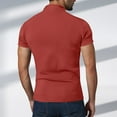 thumbnail image 6 of ZCFZJW Men's Muscle Polo Shirts V Neck Slim Fit Ribbed T Shirts Summer Short Sleeve Golf Collar Shirt Knit Casual Athletic Tee with Necklace Red S, 6 of 9