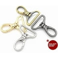 thumbnail image 5 of 2pcs Oval Snap Hooks Heavy Duty Metal Push Gate Swivel Lobster Clasp Keychain Clip Purse Making Accessories SC09 (1 1/4 Inch, Gold), 5 of 5
