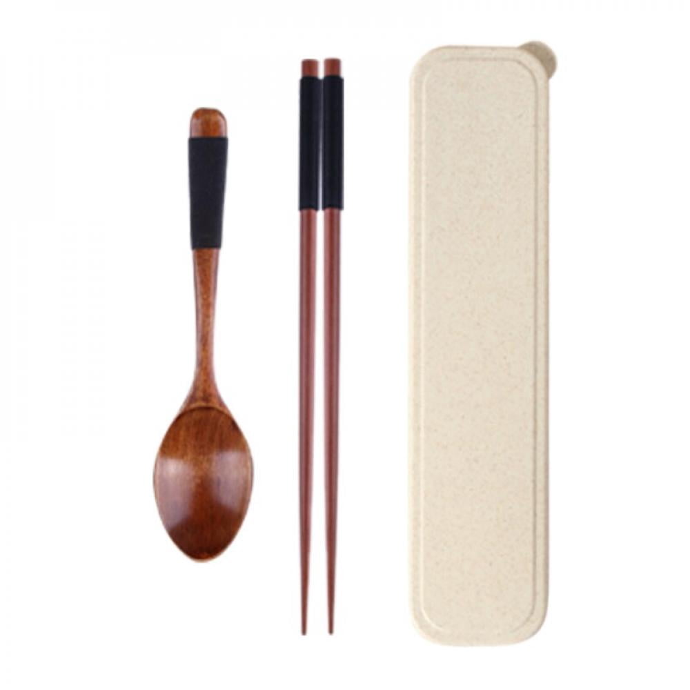 Norbi Wood Tableware Wooden Cutlery Sets Travel Dinnerware Suit Environmental with Box Pack Gifts Set E