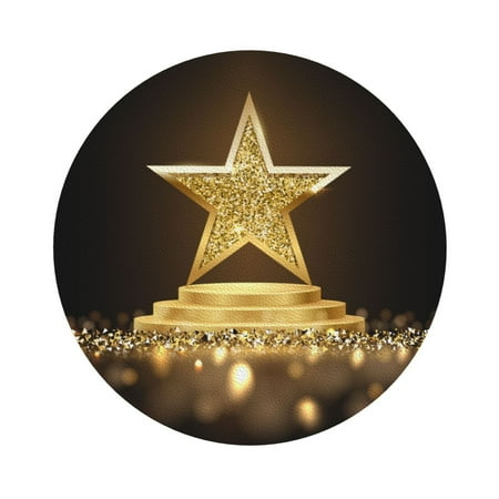 

Salouo Golden Glitter And Light Print Round Coaster Drink Coasters Leather Bar Beer Beverage Coasters for Drinks Set of 4 for Tabletop Protection Coffee Table Decor