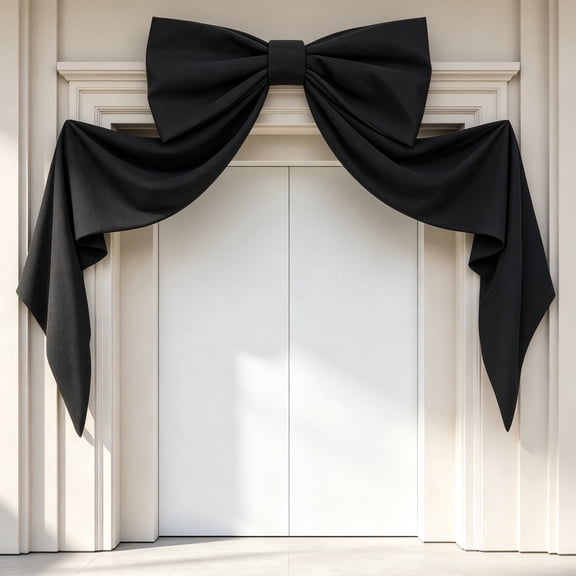 48*24Black Bow Halloween Door Decor – Oversized Front Door Wall Mantle Decoration, Indoor Room Party Supply & Tree Topper