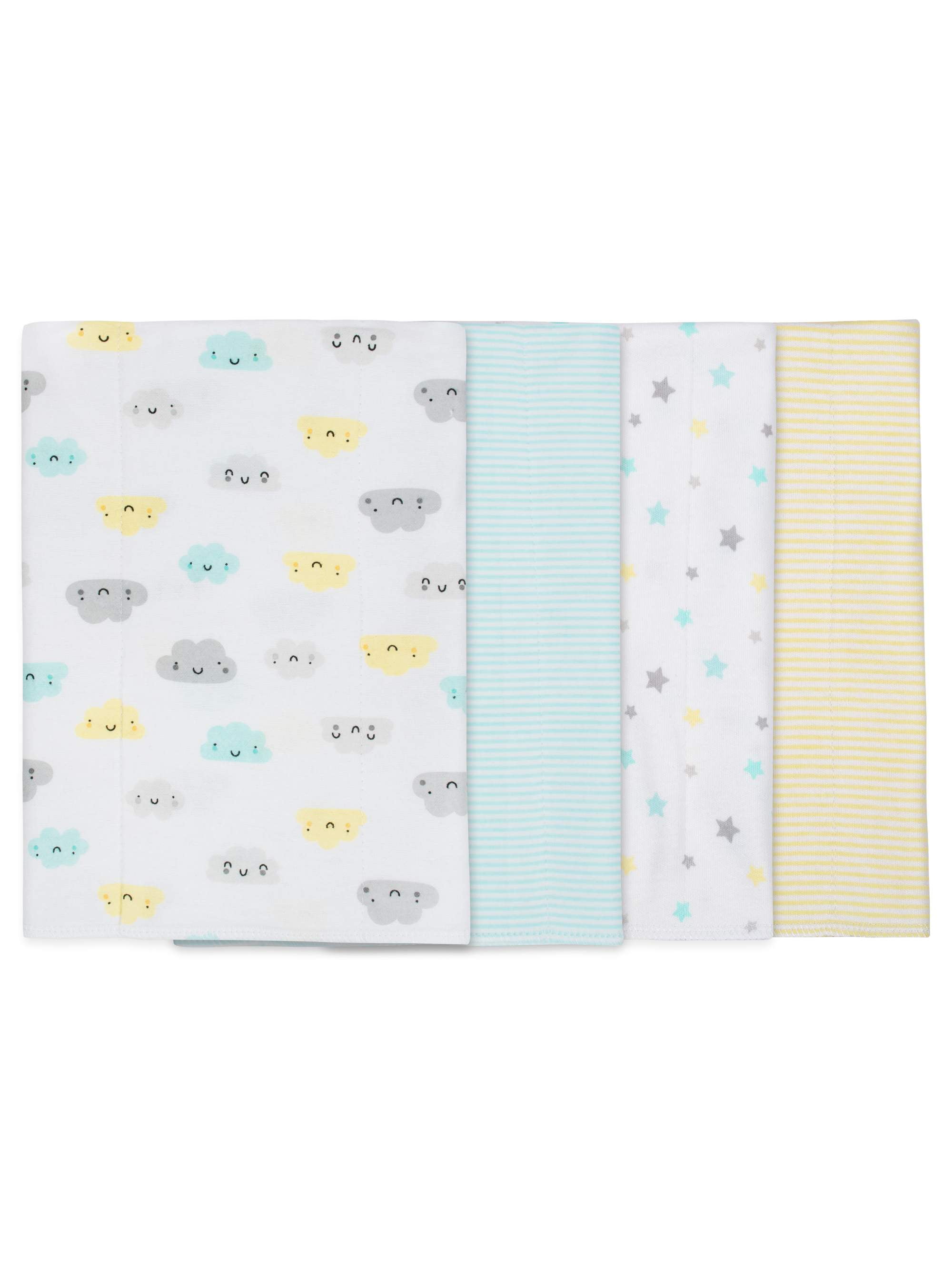 Gerber Cotton Burp Cloth, 4pk, White and Green, Unisex