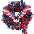 thumbnail image 4 of Clearance! 16In Patriotic Front Door Hanging Flag Wreath With Pendant Holiday Decor Entryway Decor for 4th Of July Memorial Day Veterans Day Front Door Porch Wall Mantel Entryway Home Party Decor, 4 of 6