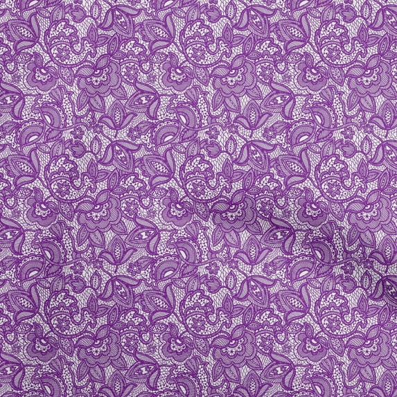 oneOone Cotton Poplin Purple Fabric Lace Floral Diy Clothing Quilting Fabric Print Fabric By Yard 56 Inch Wide