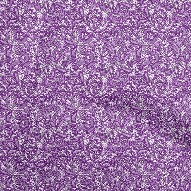 oneOone Rayon Purple Fabric Lace Floral Sewing Craft Projects Fabric Prints By Yard 56 Inch Wide