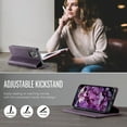 thumbnail image 6 of Designed for iPhone 16 Pro Wallet Case, Classic PU Leather Flip Cover with Kickstand, RFID Blocking Card Slots, Magnetic Clasp, Full Body Protective Shockproof Phone Case, Purple, 6 of 12
