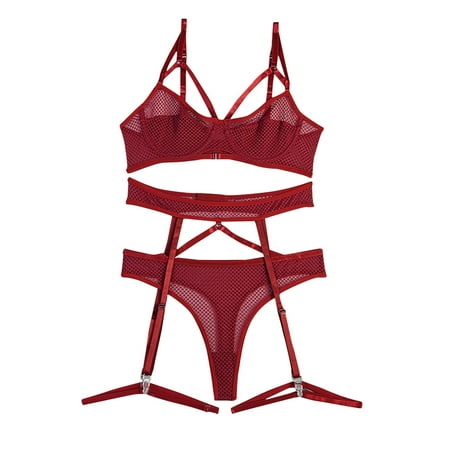

Women s Erotic Lingerie 4-Piece Set Of Splicing Hollow Out Sexy Set ladies underwear cotton briefs women s briefs underpants for women