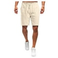 thumbnail image 2 of Miluxas Men's Casual Loose High Waist Drawstring Elastic Waist Solid Shorts with Pockets Clearance Beige XXXL(XXXL), 2 of 8