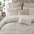 thumbnail image 3 of Neutral Queen Jacquard Bedding Set 7Piece Polyester Comforter with Shabby Chic Style for Cozy Bedrooms, 3 of 9