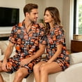 thumbnail image 2 of Pumpkin Pajamas Women Printed Collar Short Sleeve Shorts Pajama Set Warm Color Ghost Pumpkin Print Pjs Sets Two-Piece Comfy Sleepwear Home Lounge Wear Outfit, 2 of 4