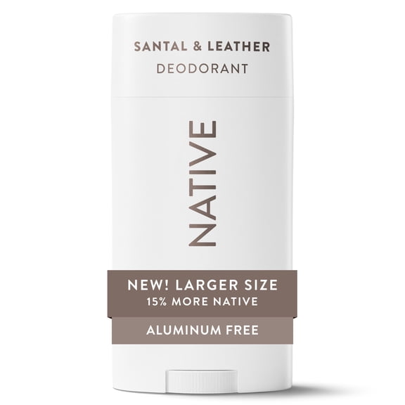 Native Aluminum Free Deodorant For Men, 72 Hour Solid Deodorant Stick, Santal & Leather, 3.1oz