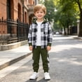 thumbnail image 6 of Baby Toddler Boys Fall Winter Clothing Set 3T 4T 5T 6T 7T Plaid Hoodies Long Sleeve Tops SweatPants 2-Piece Outfits, 6 of 9