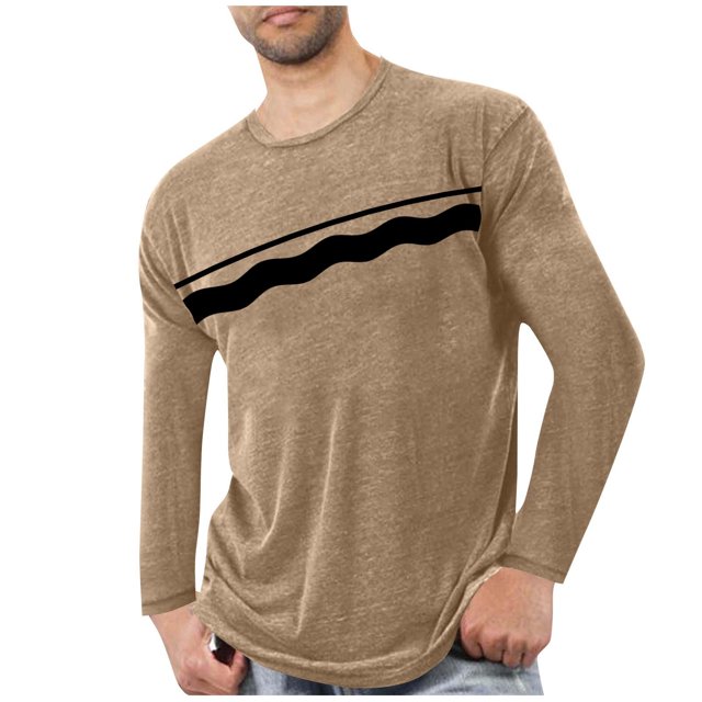 Blusas y camisas de manga larga con cuello redondo para hombre, deportivas, fitness, hogar, pijamas estampados, camiseta de manga larga con cuello redondo, blusa de poliéster para hombre