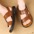 thumbnail image 3 of Rokment Mens Orthotic Sandals with Back Strap Convertible Arch Support Leather Open Toe Walking Slip on Beach Casual Backless Slides Summer Shoes for Driving Work Non Slip Brown Size 7.5, 3 of 5