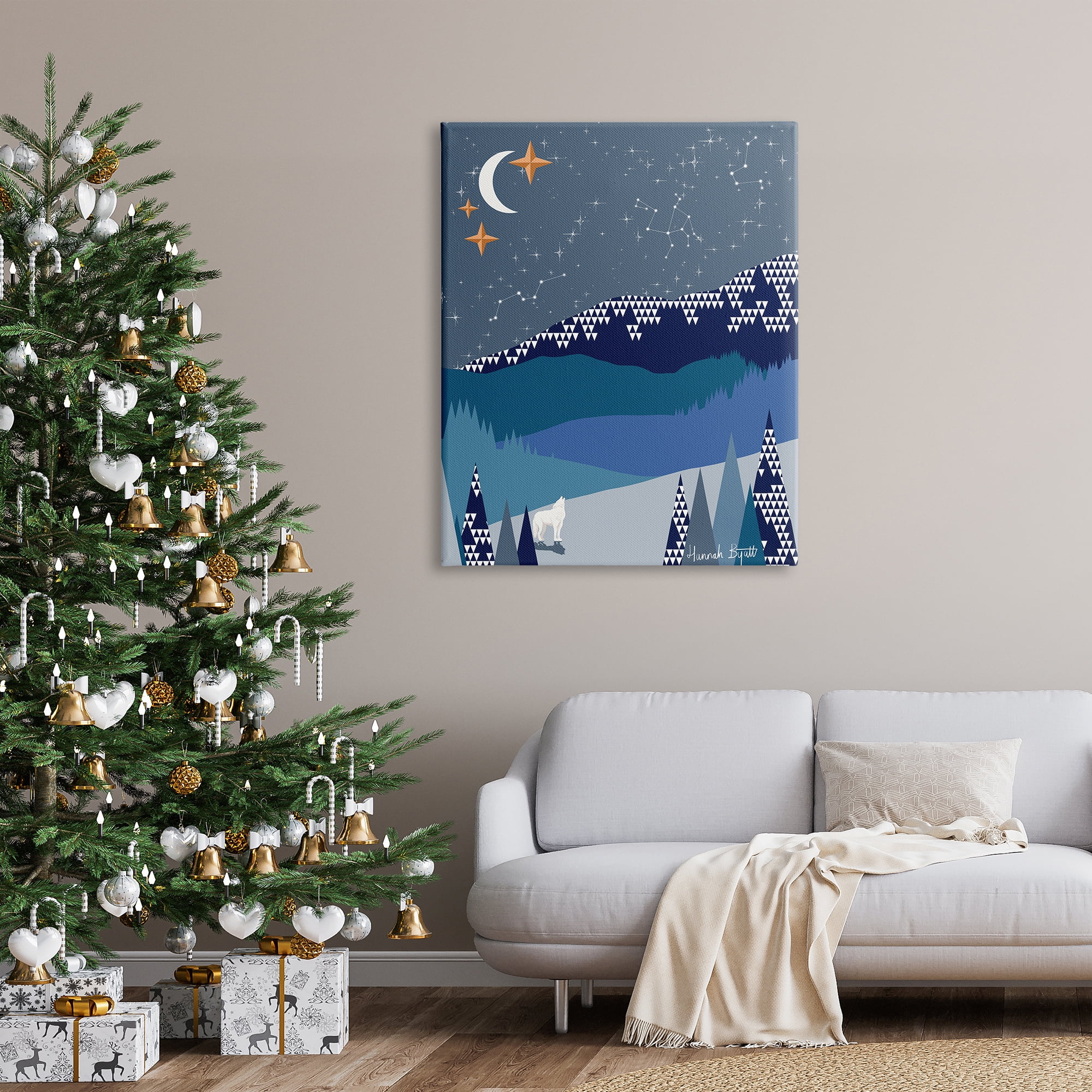 Stupell Industries Winter Night Landscape Holiday Painting Gallery Wrapped Canvas Print Wall Art, 36 x 48