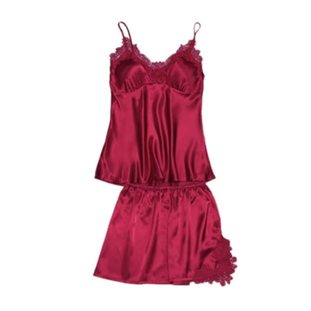 

Women sPajamas Sets Plus Size Two Piece Sling Shorts Nightgowns For Women Satin Plus Size