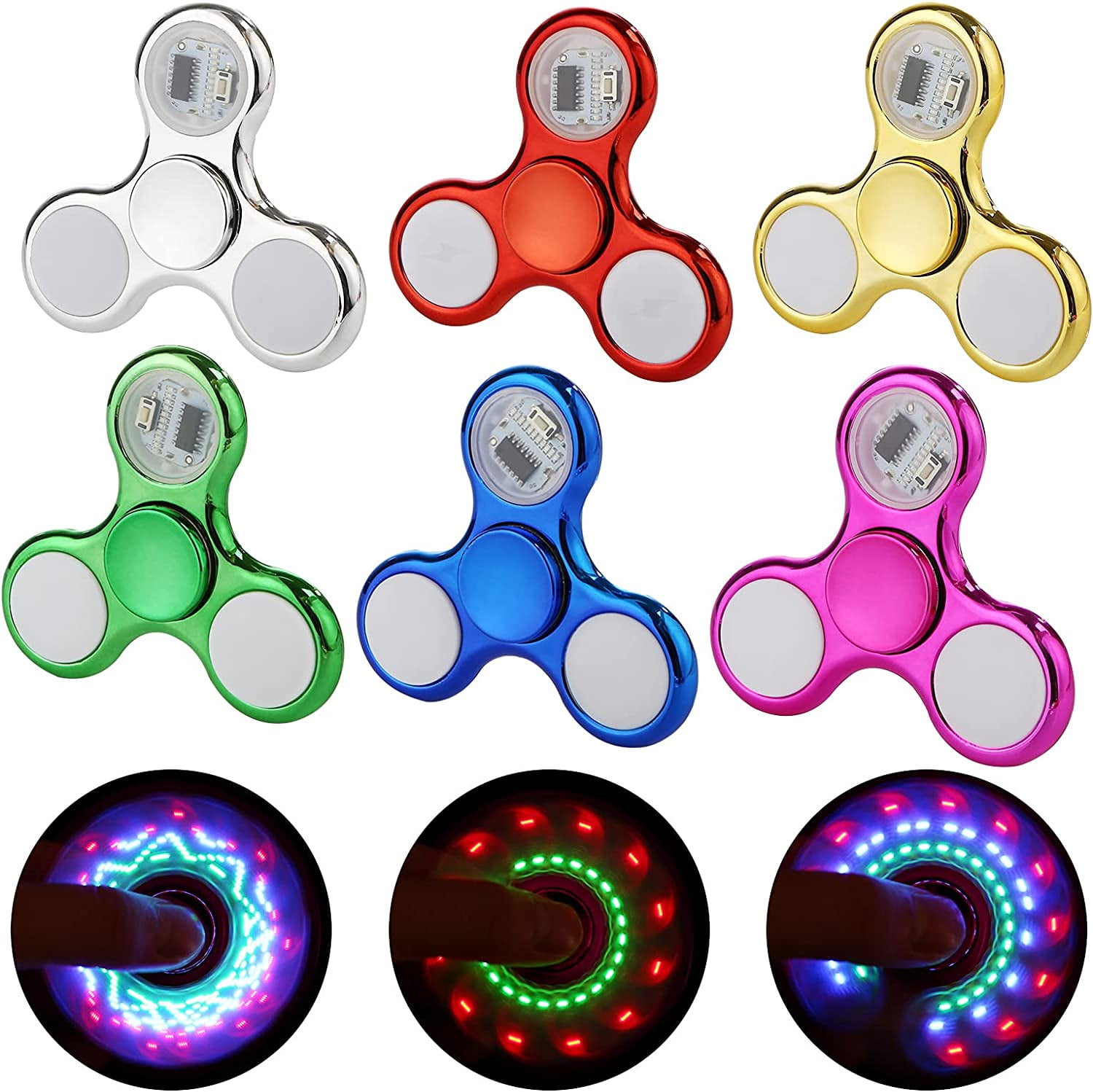 Spinners 6 Pack,Light up Fidget Toys,Hand Spinner Packs for Kids-ADHD Anxiety Toys Stress Relief Reducer - Walmart.com