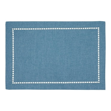 Saro Lifestyle Table Placemats With Laser-Cut Hemstitch Design (Set of 4) Denim