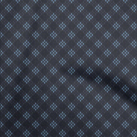 oneOone Rayon Dark Blue Fabric Block Quilting Supplies Print Sewing Fabric By The Yard 56 Inch Wide-OY