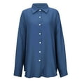 thumbnail image 6 of Womens Oversized Button Down Shirts Long Sleeve Collared Dress Solid Textured Print Blouses Lightweight Casual Loose Fit Tops, 6 of 9