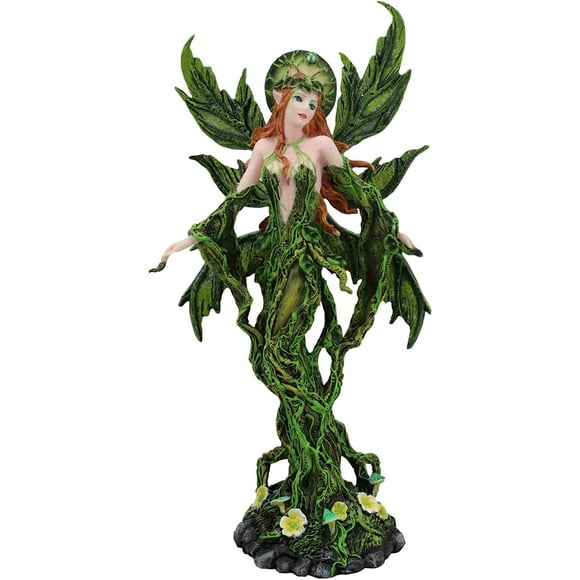Ebros Figurine Décorative de Statue de Fée Verte de Terre Élémentaire 12.25&quot; H