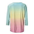 thumbnail image 6 of Jalioing 3/4 Sleeve Casual Tops for Women Striped Color Block Fashion T Shirt Trendy Crew Neck Tee, 6 of 7