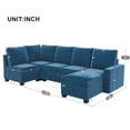 thumbnail image 5 of 138*57" Modern L shape Sectional Sofa, 6-seat Velvet Fabric Couch with Convertible Chaise Lounge,Freely Combinable Indoor Furniture for Living Room, Apartment, Office,3 Colors, 5 of 9