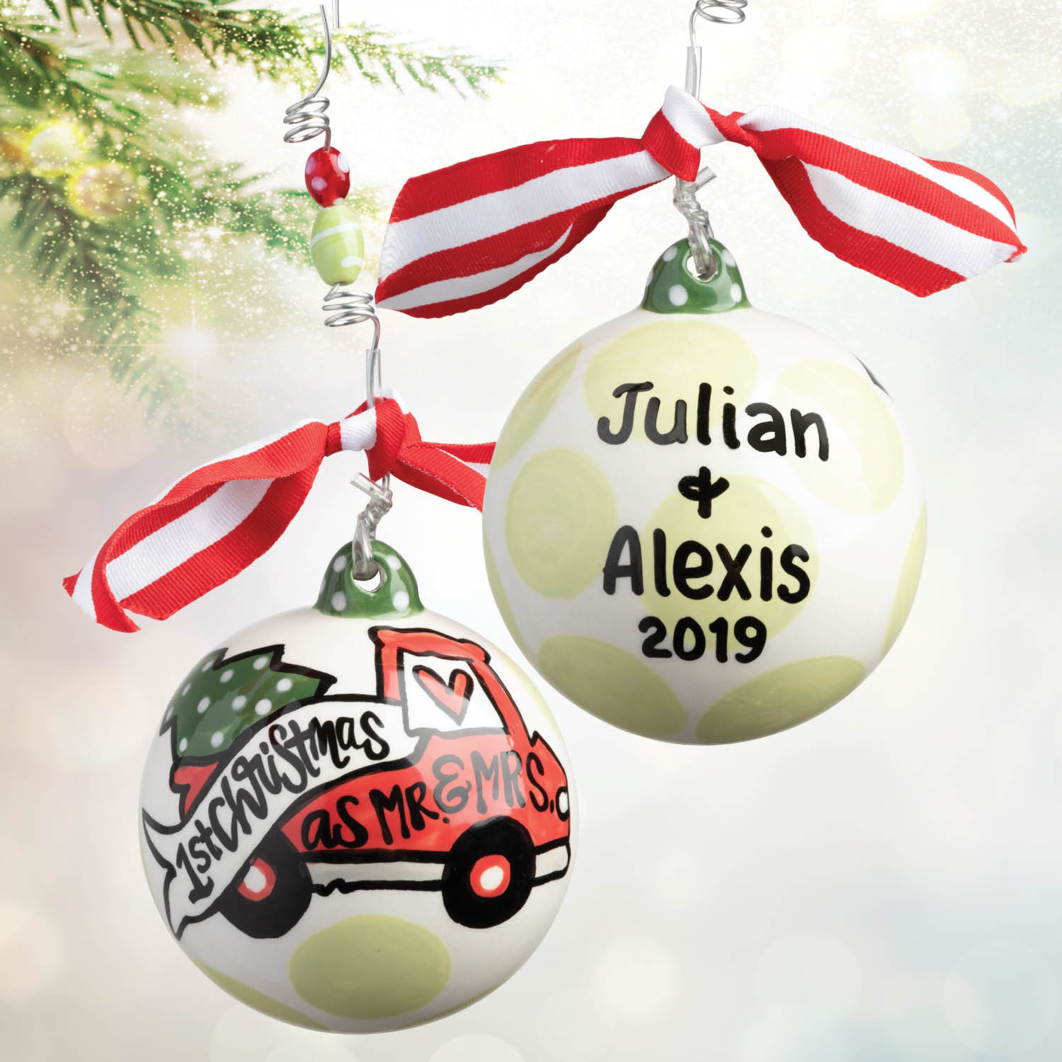 Personalized Mr. & Mrs. First Christmas Ball Ornament