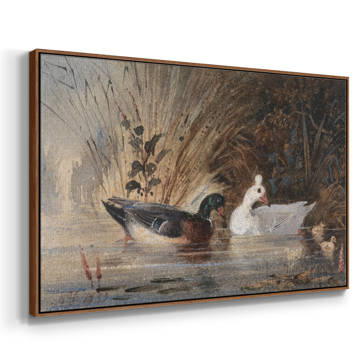 Vintage Animal Print-XVIII By Wexford Home Framed in Walnut Wood Gallery Wrapped Canvas 25 in. x 37 in.