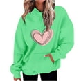 thumbnail image 3 of Jinhomg Women's Cute Sweatshirt 2026 Trendy Heart Graphic Hoodies Plus Size Comfy Long Sleeve Kangaroo Pocket Pullover Tops Daily Wear Green M, 3 of 5