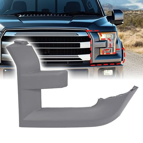 Kojem Left Headlight Bezel for 2015-2017 Ford F150 Replacement for FL3Z17C755AA Headlamp Molding Cover Door Front Lamp Bezel Trim Plastic(PP) Primed Gray TextureDriver Side