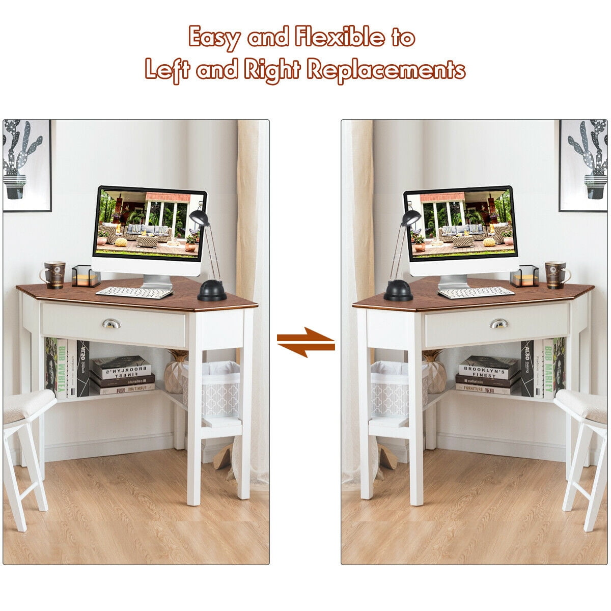 Costway Triangle Corner Computer Desk, 41.5