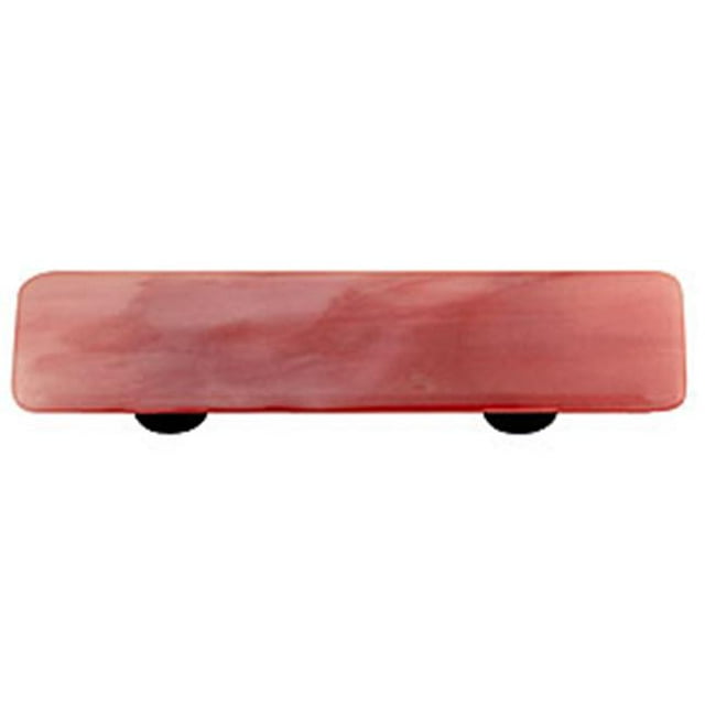 Hot Knobs HK2000-PB Swirl Light Cranberry Rectangle Glass Cabinet Pull - Black Post
