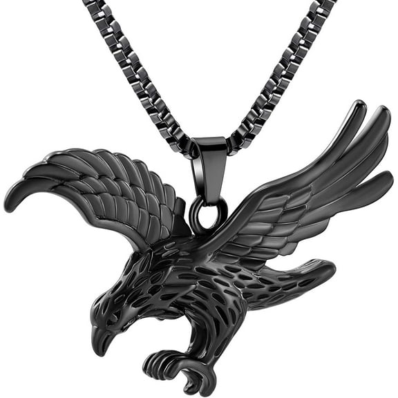 Eagle Urn Necklace Stainless Steel Keepsake Ash Jewelry Holder Ashes for Pet Human Memorial Cremation Jewelry for Ashes Pendant Locket for Men Women
