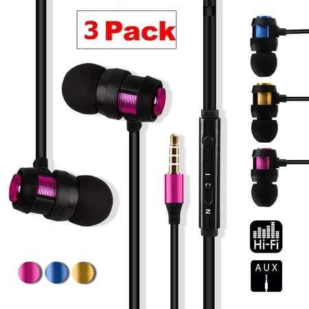 1/2/3 Pack Earbud Headphones with Remote & Microphone, EEEKit In Ear Earphone Stereo Sound Noise Isolating Earbud for iOS and Android Smartphones, Laptops, Gaming, Fits All 3.5mm Interface (Best Android Gaming Device)