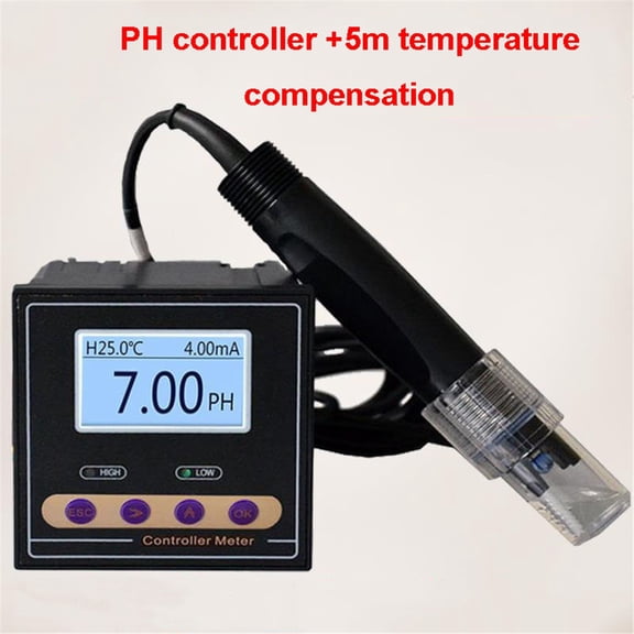 Industrial PH & ORP Controller With Electrode Probe, Continuous Water Quality Tester For Wastewater Treatment, Pools, And Aquaculture