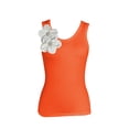 thumbnail image 6 of Hesxuno Women Fashion Tank Top Slim Fit Casual Sleeveless Tees Crew Neck Flower Applique Cami Tops Summer Solid Casual Tanks Orange M, 6 of 6