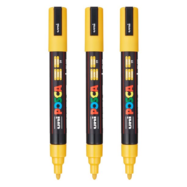 Marcadores de pintura posca PC-5M a base de agua con punta reversible, pack de 3
