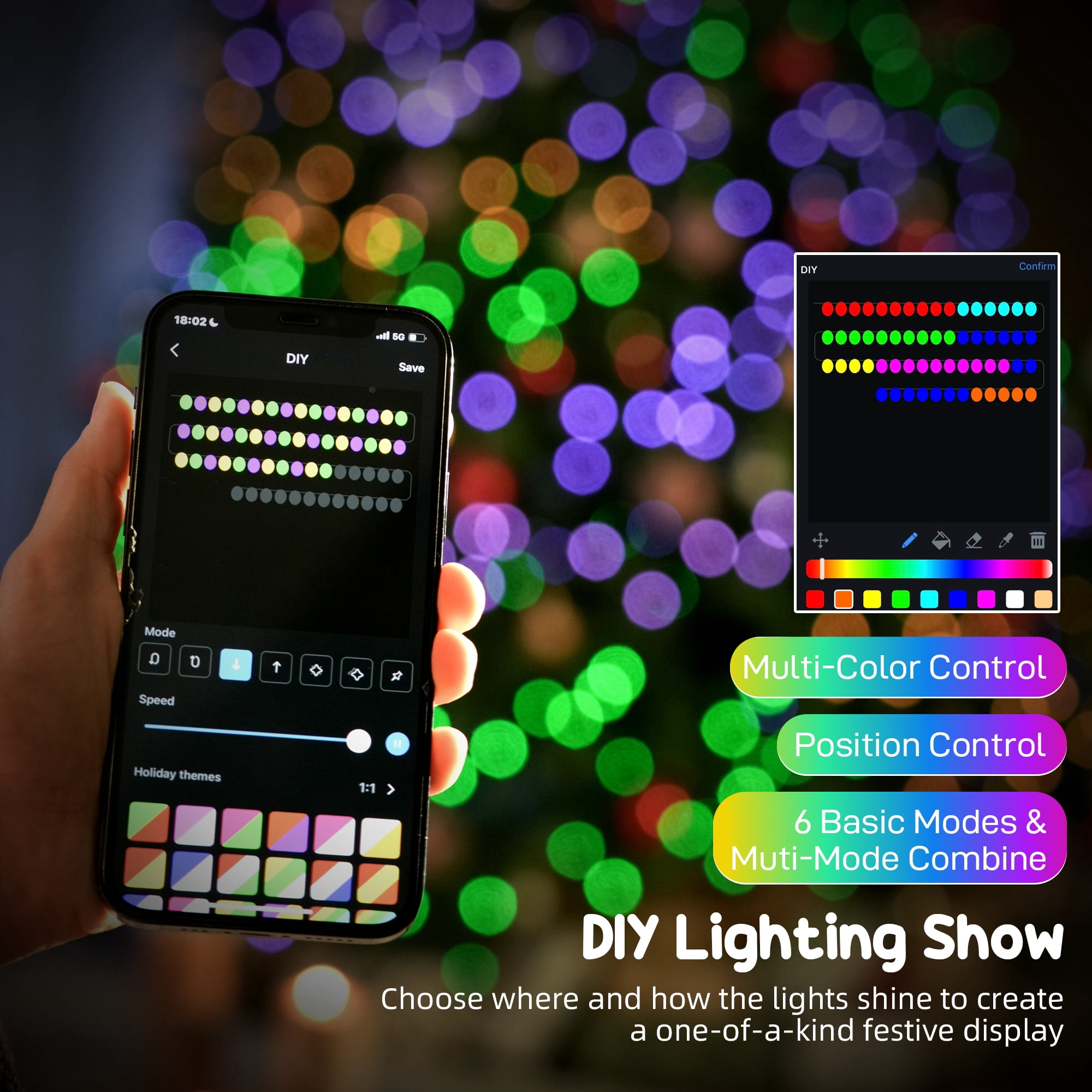 Astoutdoor 6 ft Prelit Christmas Tree with Full-Spectrum LEDs, 448 Lights, 1602 Tips, Steel Frame, Green