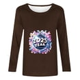thumbnail image 4 of Styesk Chemises à Manches Longues pour Femmes Nouvel An T-shirt Décontracté Imprimé Col Rond Manches Longues, 4 of 4
