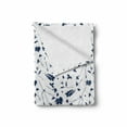 thumbnail image 2 of Floral Country Soft Flannel Fleece Throw Blanket, Illustration of Meadow Branch Silhouettes Twigs Autumn Leaves, Cozy Plush for Indoor and Outdoor Use, 60" x 80", Night Blue and White, by Ambesonne, 2 of 6
