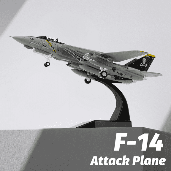 1/100 F14 Tomcat Model Skeleton Fighter Attack Plane Diecast Military Models Metal Airplane Models for Collection or Gift, White