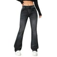 thumbnail image 2 of Difdany Butt Lifting Low Rise Jeans for Women Trendy Stretch Wide Leg Pants Denim Black XL, 2 of 8